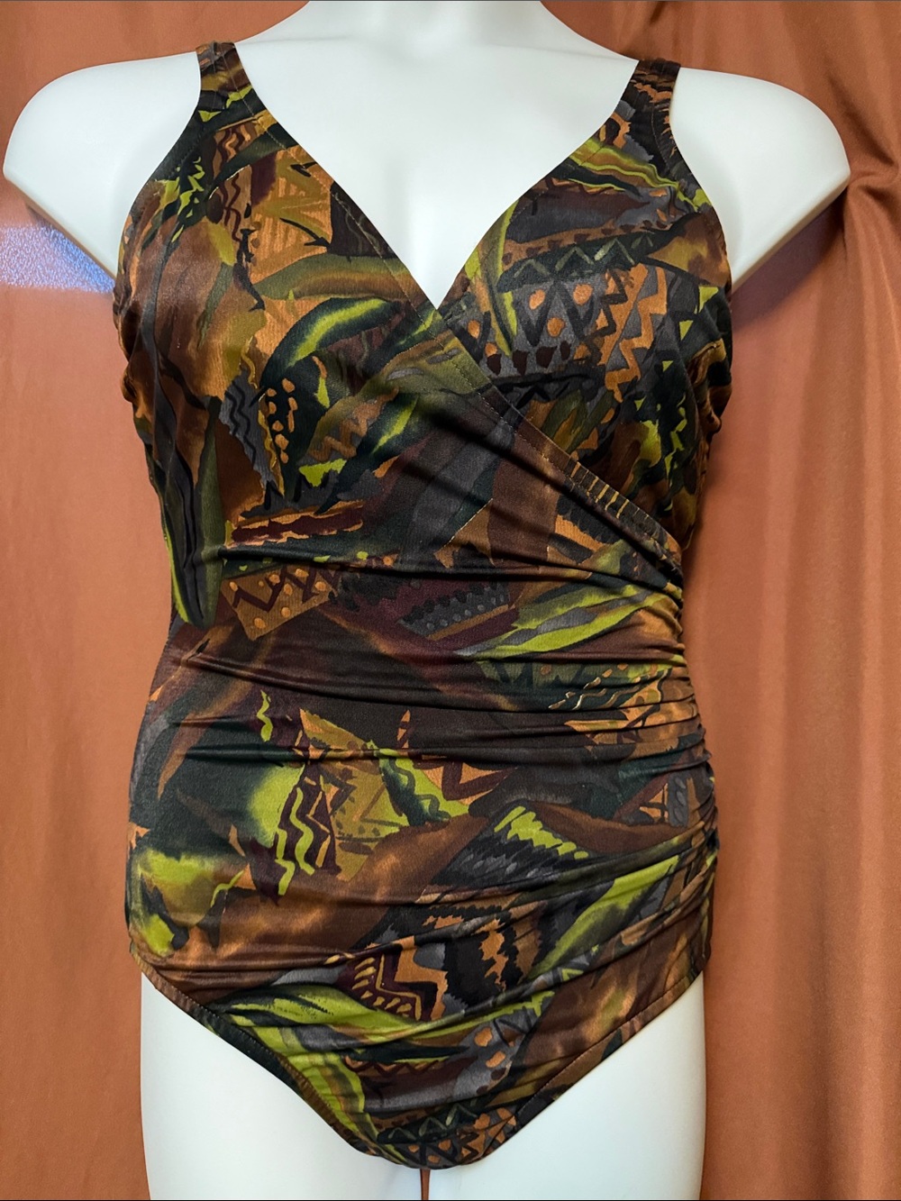 Miraclesuit Brown & Green Printed One-Piece Swimsuit